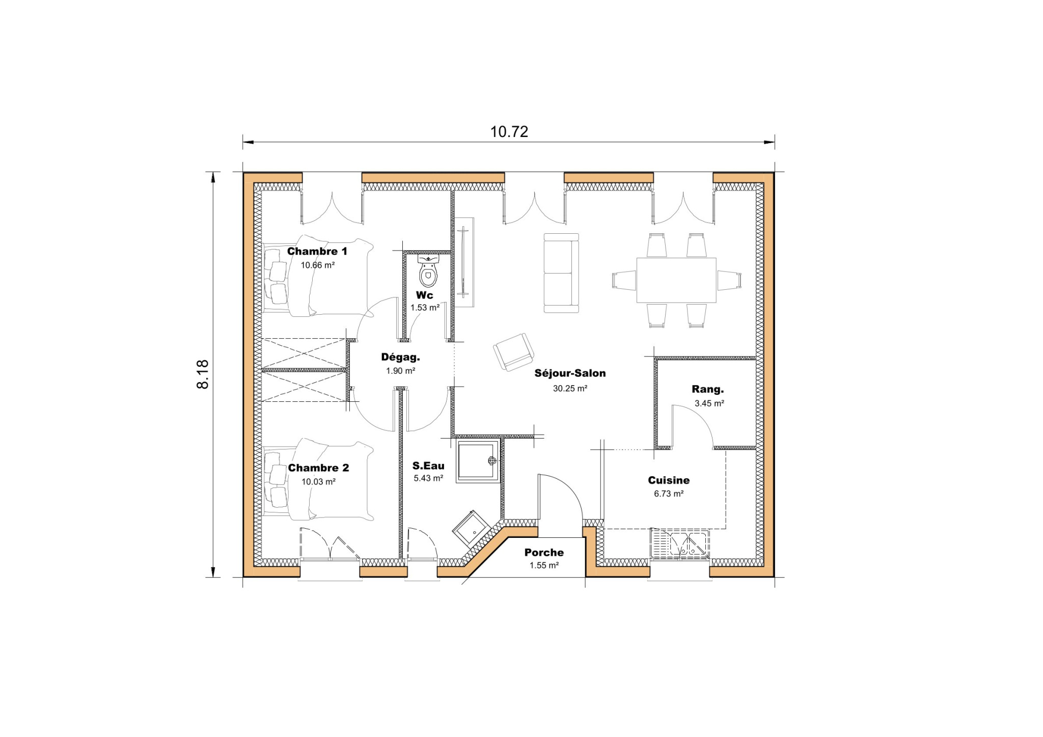 Vente maison à Villeneuve les bouloc (31620) de 80 m2 habitable sur terrain de 460 m2