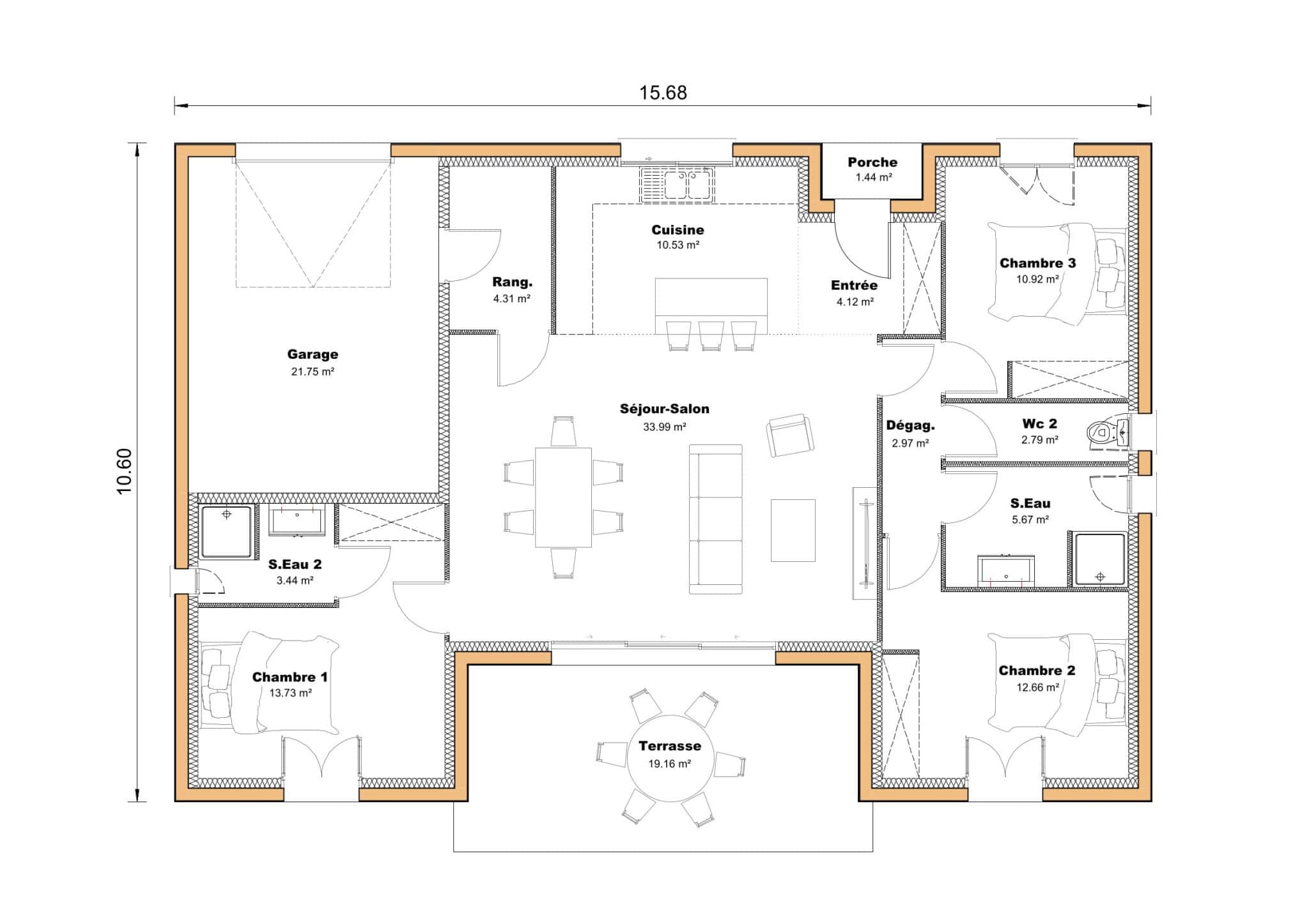 Vente maison à Beaupuy (47200) de 105 m2 habitable sur terrain de 600 m2