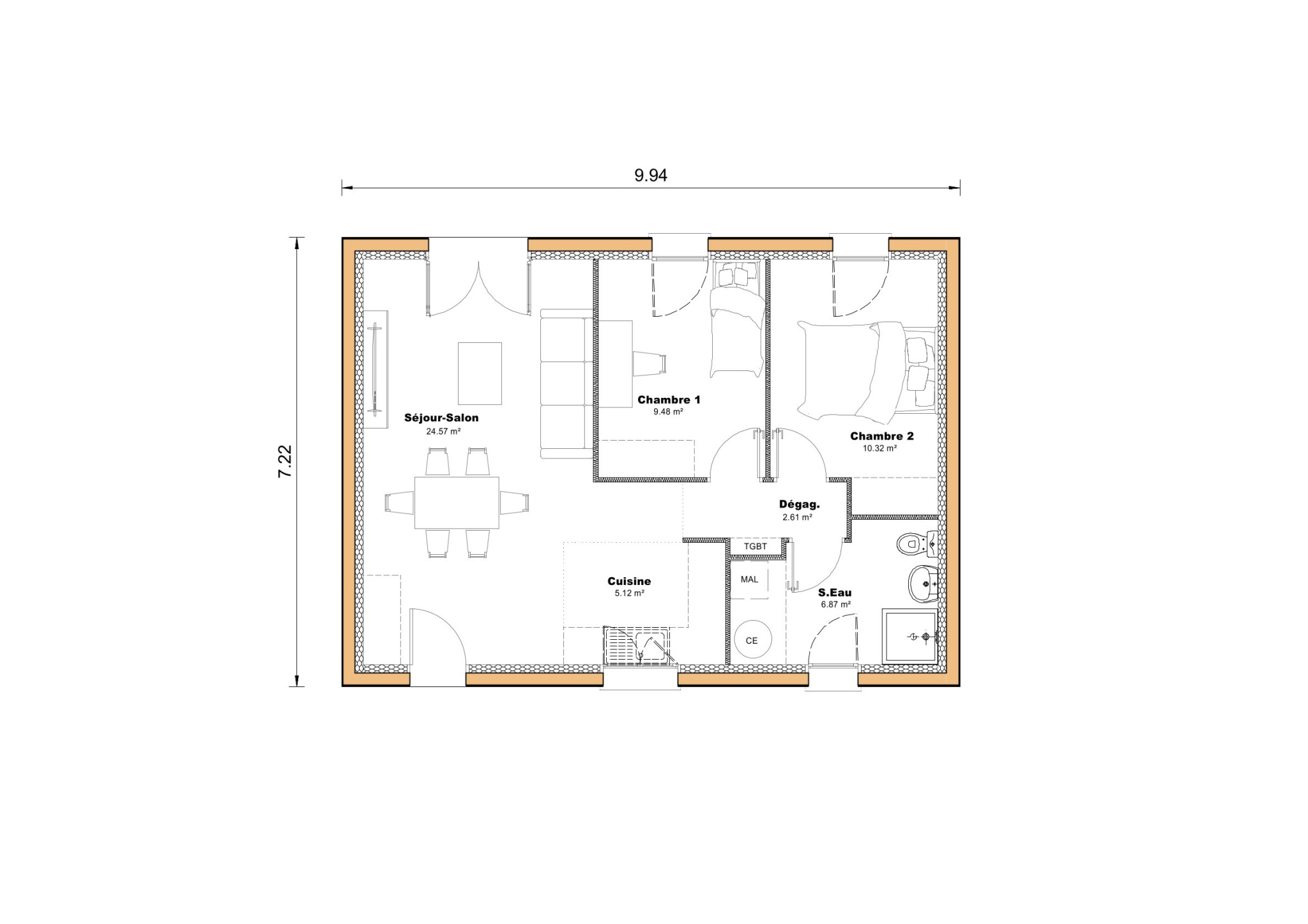 Vente maison à Ste bazeille (47180) de 58 m2 habitable sur terrain de 427 m2