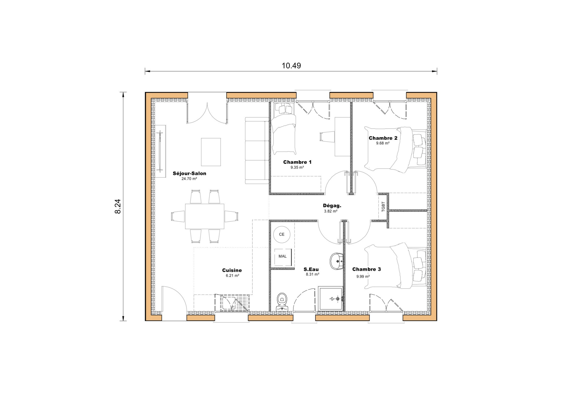 Vente maison à Villeneuve sur lot (47300) de 72 m2 habitable sur terrain de 1316 m2